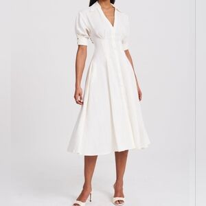 Miss Circle Palina Lyocell Pleated Midi Preppy Shirt Dress XS